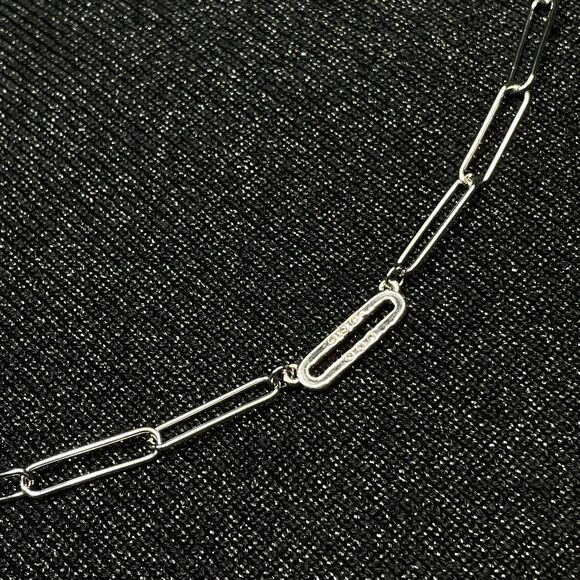 ~ Marlyn Schiff Pave Link Necklace 16-18" Silvertone / Cubic Zirconia - Picture 5 of 15